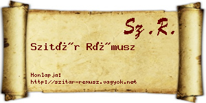 Szitár Rémusz névjegykártya